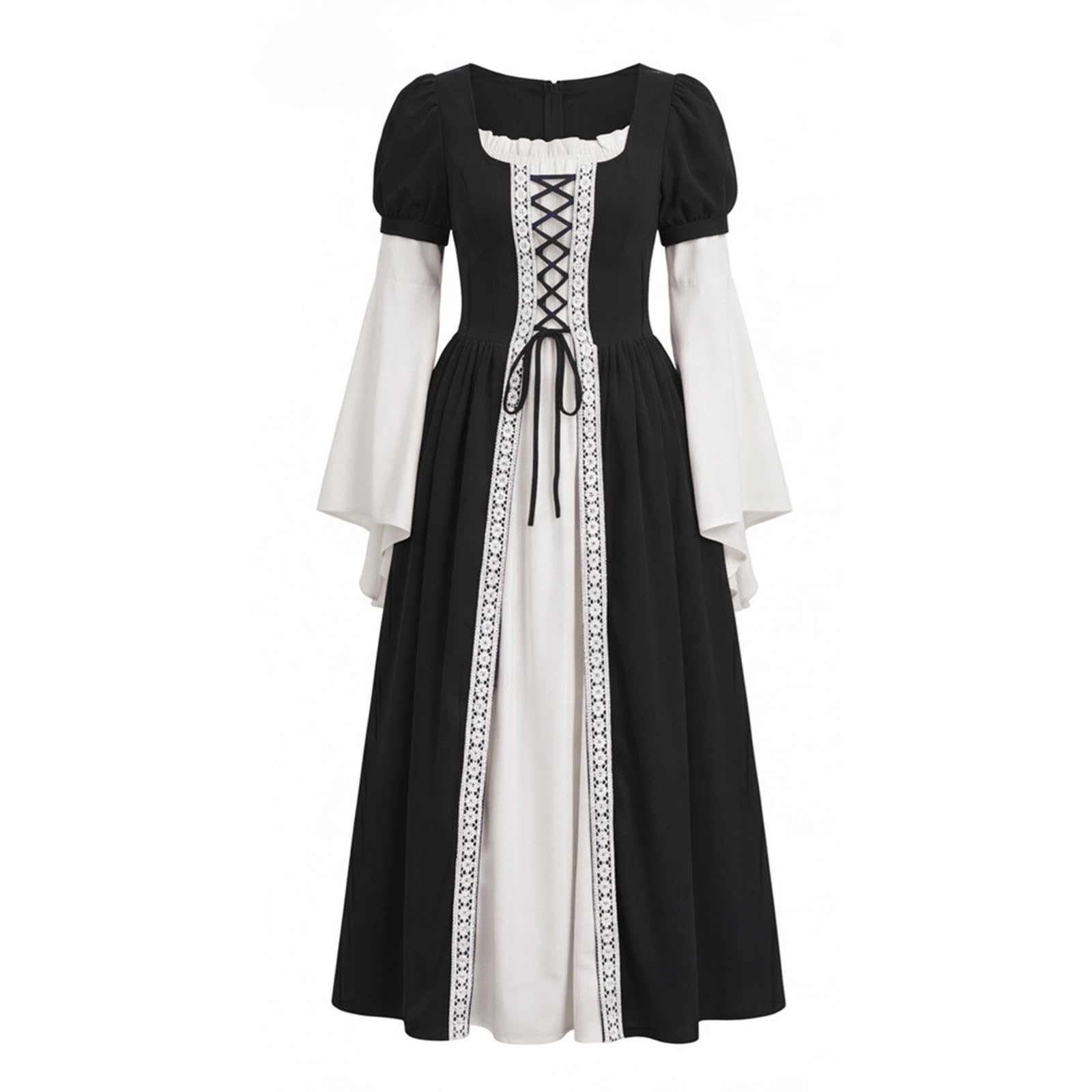 Disfraz De Halloween Mujer,Vestido Antiguo Con Para CeñIr Cintura Largo Formal De Corte Teatral ProduccióN DramáTica Elegancia HistóRica Renacentista ConfeccióN Artesanal Falda Amplia Escote Princesa