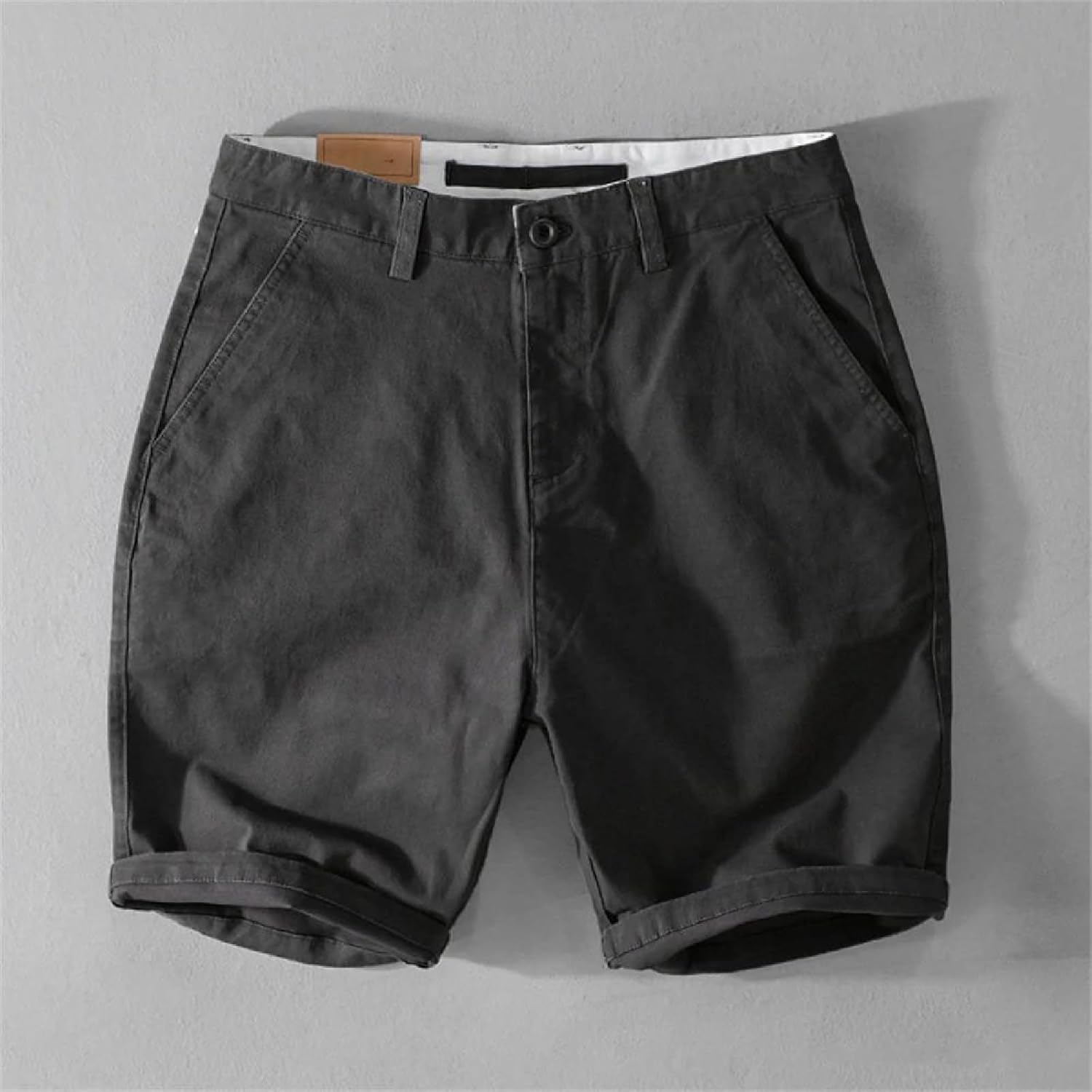 Men's Summer Solid Color Cotton Cargo Shorts Casual Soft Comfortable Loose Fit Shorts for Daily Wear