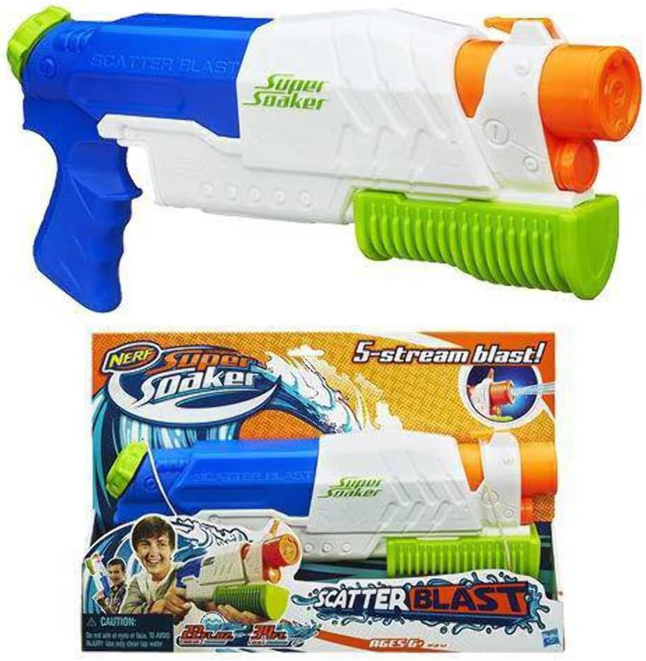 Nerf Super Soaker Scatter Blast Water Blaster, 5 Streams of Water, Pump Action, Kids Outdoor Water Toy, Gifts for 6 Year Old Boys & Girls