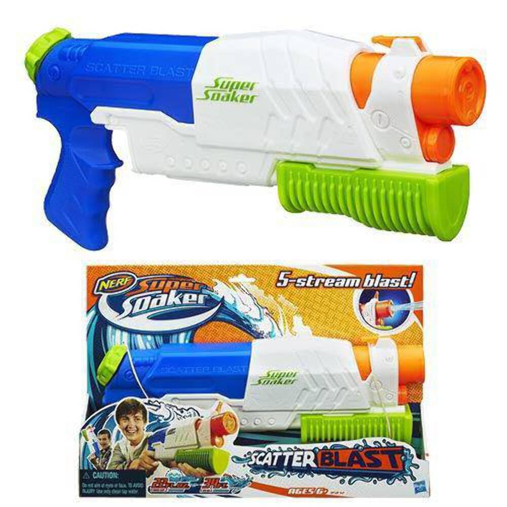 Water Pistol Toy - Super Soaker Scatterblast Blaster - 5 Stream Blast - Fires 34 Feet