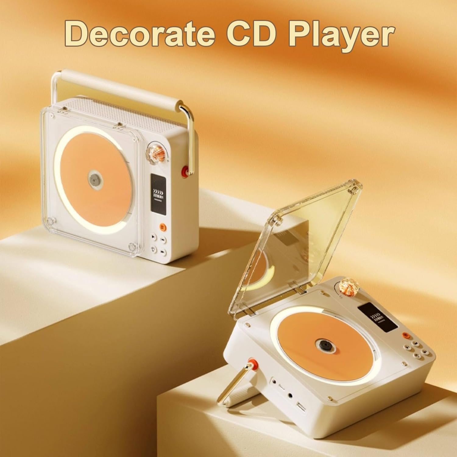 Lecteur CD Portable, Cadre Photo décoratif Musical, avec écran LCD, Bluetooth, télécommande, Prise Casque 3,5 mm, Batterie d'une capacité de 3600 mAh, pour la Maison et la Voiture