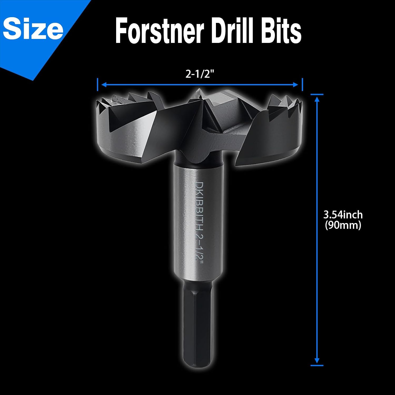 DKIBBITH 2-1/2 inch Forstner Drill Bits for Wood - Ideal for Fine Woodworking on Hardwoods, Plywood, Plastic.