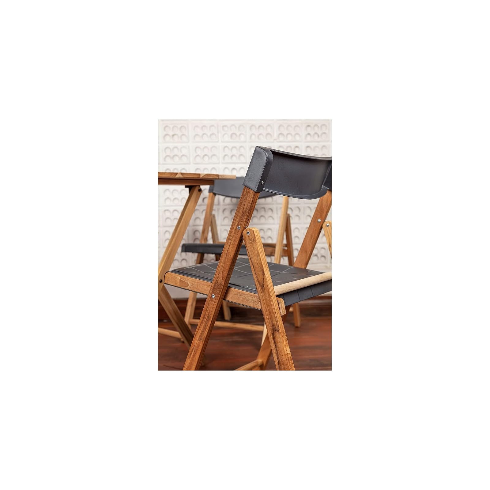 Tramontina - Salon de Jardin ou Balcon en Bois 2 Personnes, 2 chaises et 1 Table Pliantes pour Bistro/cafés/terrasses, Ensemble de Meubles de Jardin, Gris