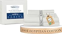 Vista 17 de Therapedic Juego de sábanas Queen de 6 piezas 100% algodón egipcio, satén naturalmente refrescante y transpirable, lavado suave preencogido, sábana
