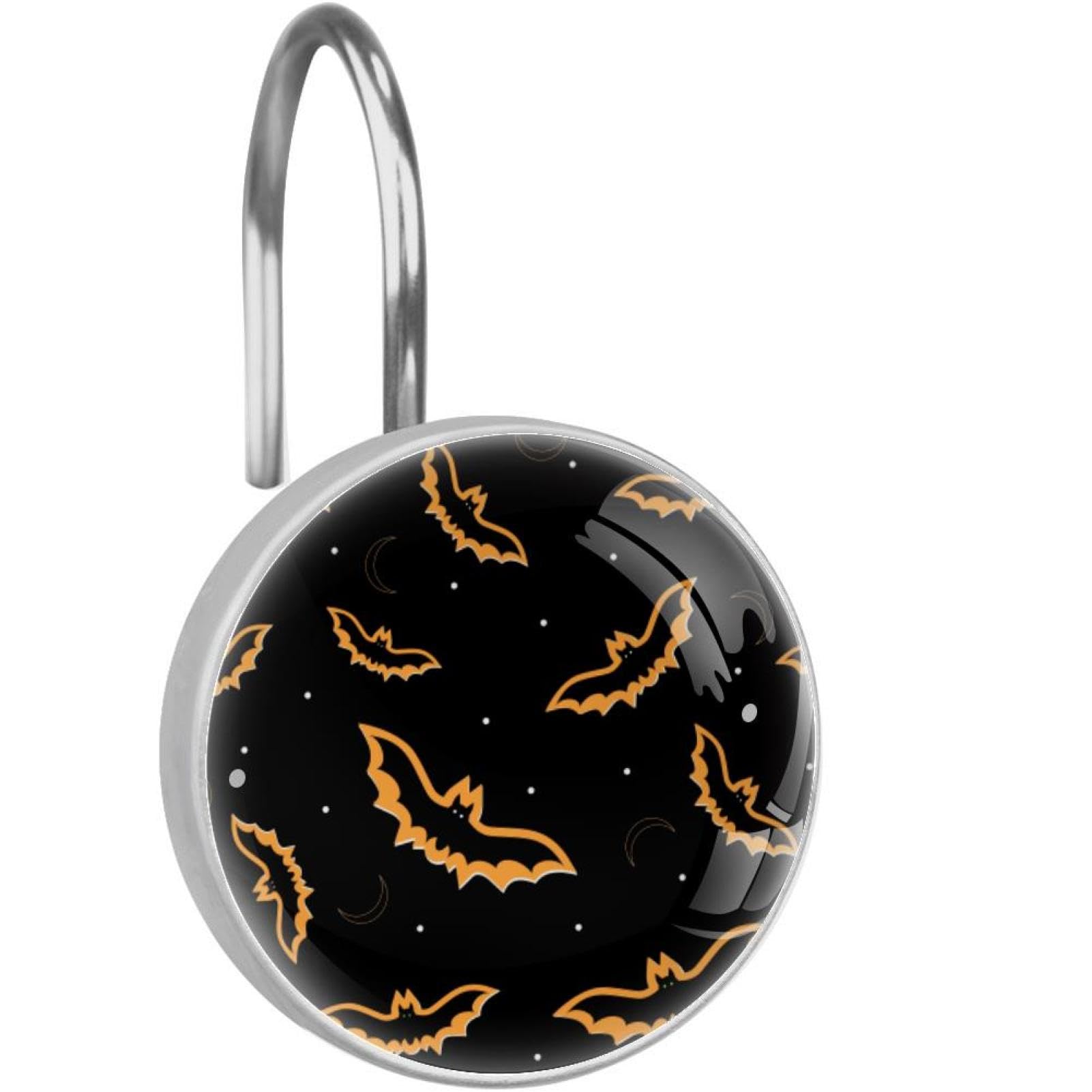 Crochets de rideau de douche chauve-souris Halloween en acier inoxydable x12