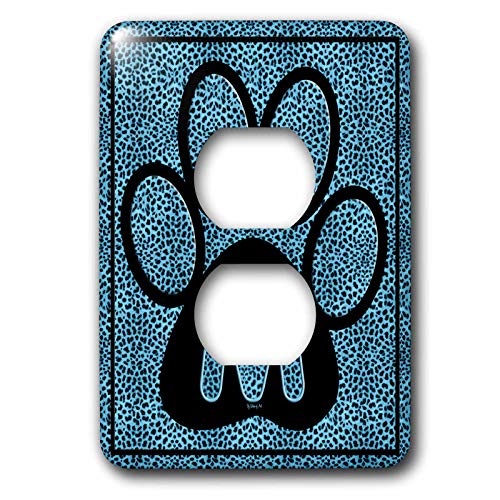 Cache-prise patte de chat bleu au design imprimé unique 3dRose lsp