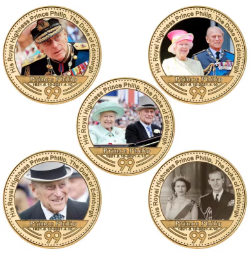 Moneda Conmemorativa Su Majestad la Reina Isabel II bañada en Oro Moneda de desafío Coleccionable del Príncipe Felipe Regalo de Recuerdo