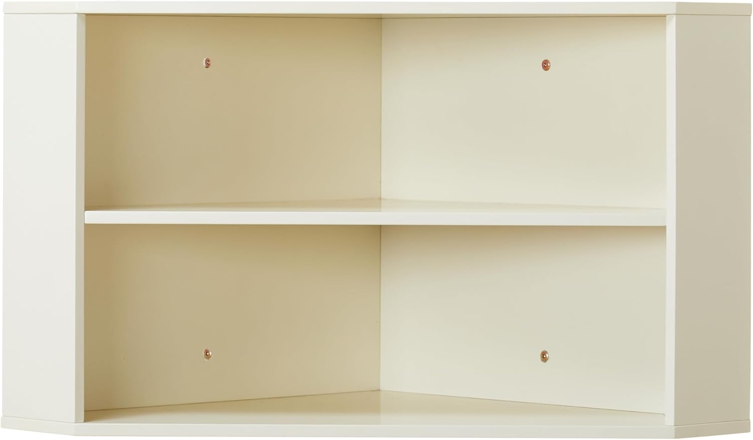 Modern Floating Desk Hutch, Wall Mounted Corner Storage with 2 Shelves, Antique White