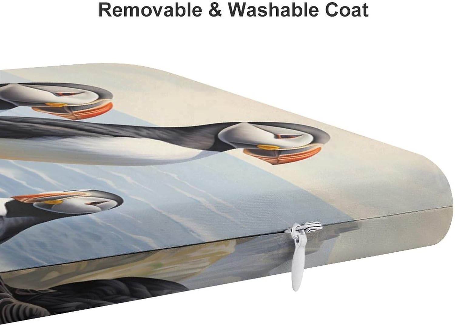 Puffines Bird Floor Pillow Meditation Yoga Cushion Square Chair Cushion Pillows Seating for Adults