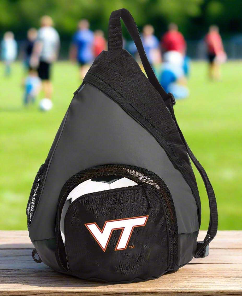 Broad Bay Virginia Tech Backpack with Soccer Ball or Volleyball Bag Sports Gear Compartment Practice Bag Black