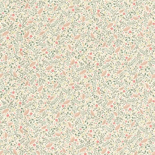 Rasch Papier peint 795011 - Motif floral - Papier peint intissé avec de petites fleurs et feuilles en vert, rose et orange - 10,05 m x 0,53 m (L x l)