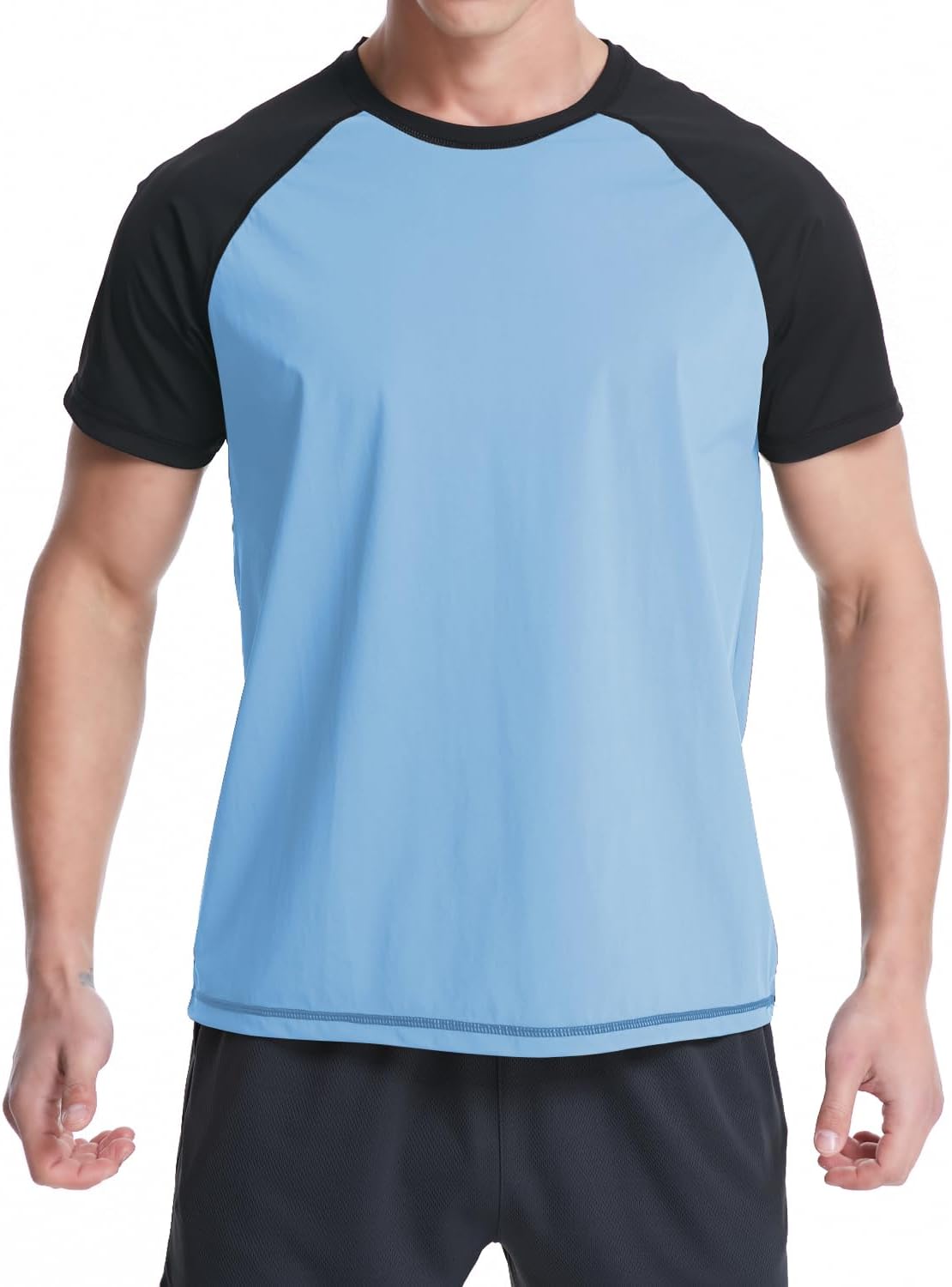 VAYAGER Men's Swim Shirts Rash Guard UPF 50+ Short Sleeve Sun Protection Fishing Tops for Surfing