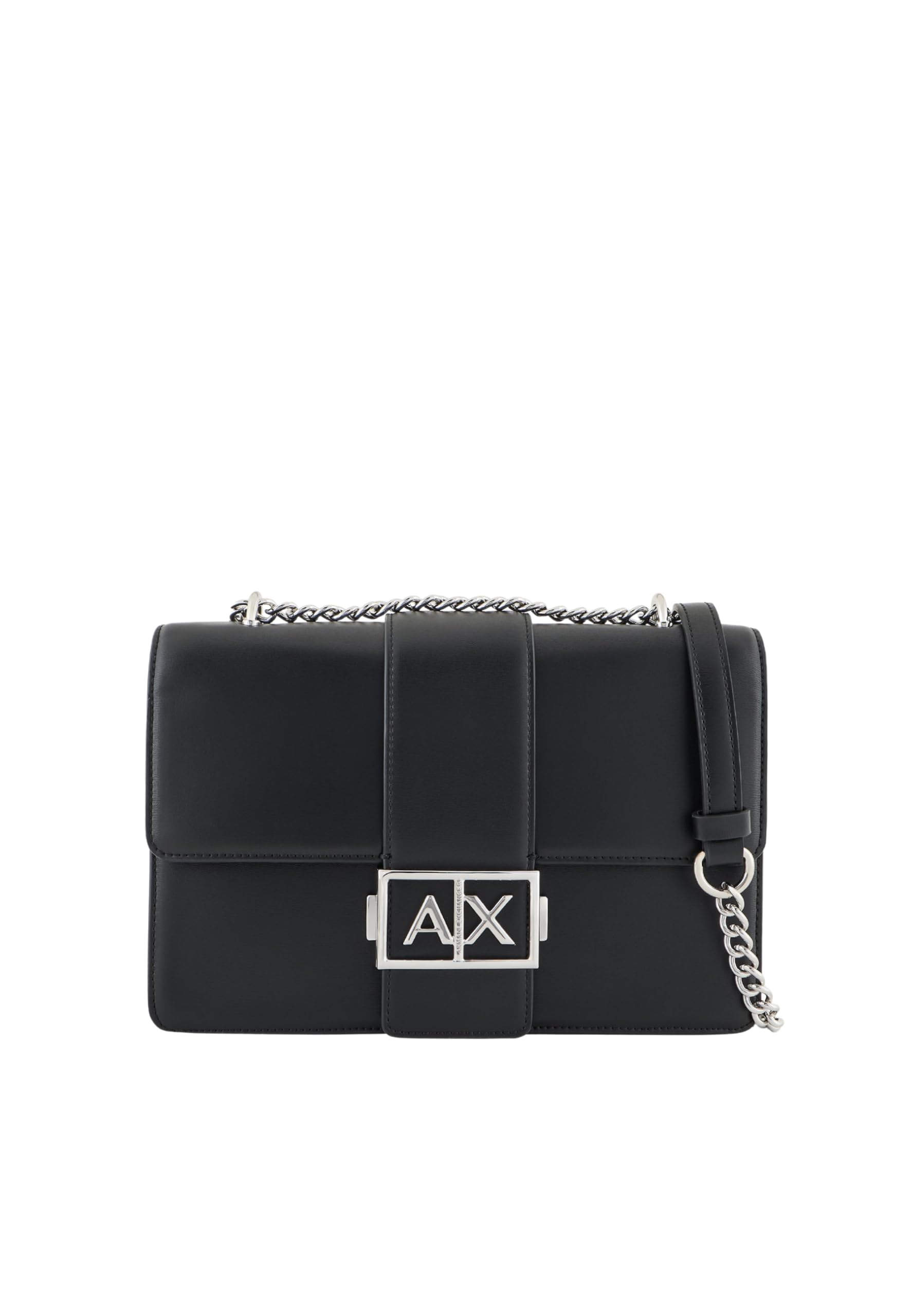 Armani Exchange Women's Jodie, Sustainable, Chain Strap Crossbody, Black, black, One Size