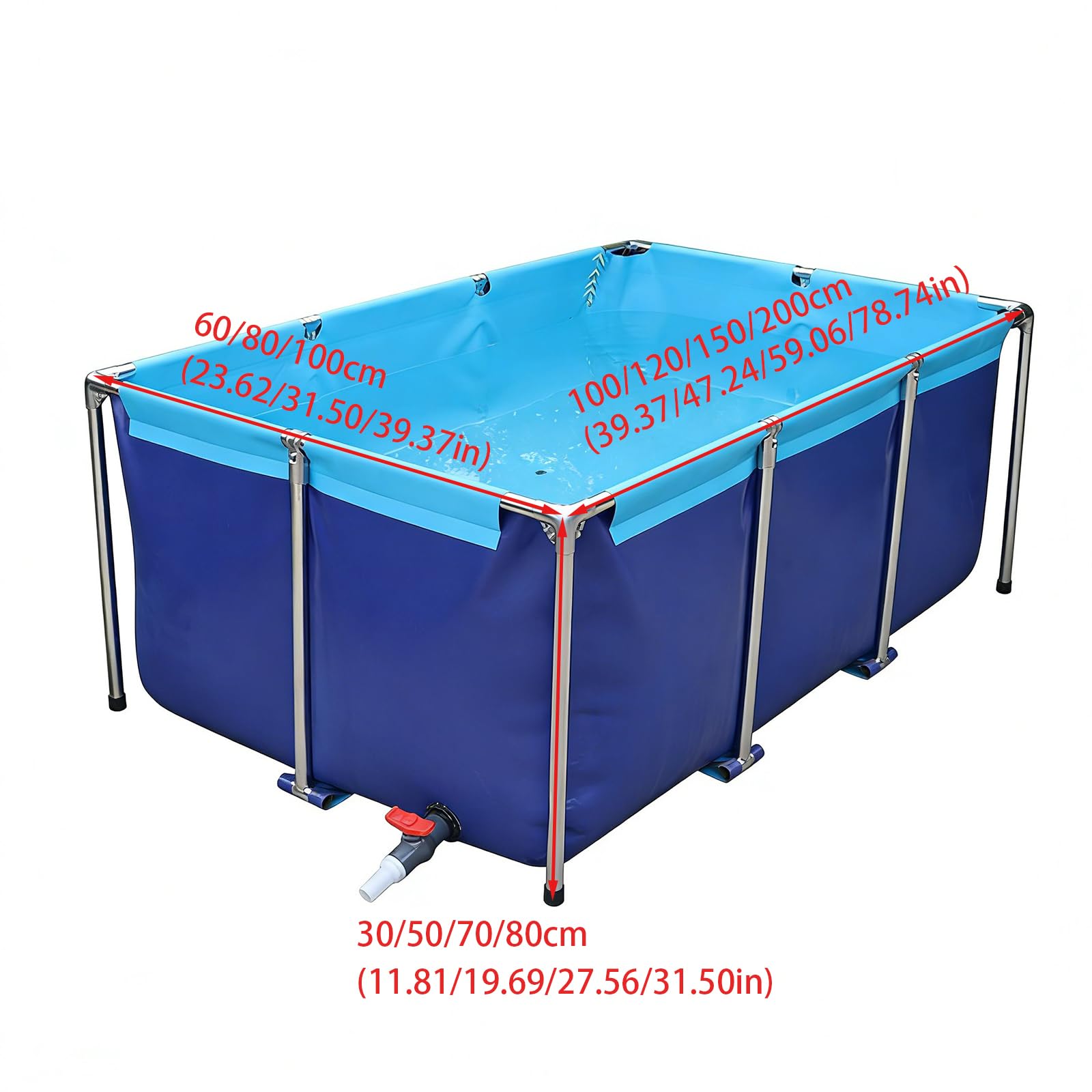 Piscine Hors Sol Piscine Tubulaire Rectangulaire Cadre Métallique Parois en PVC Montage Facile 120×100×80cm