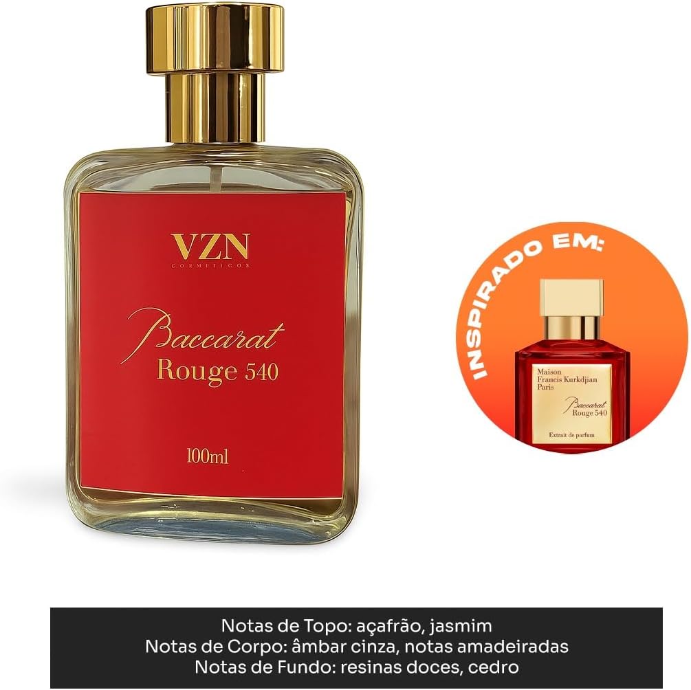 Perfume Masculino/Feminino EDP 100ml | Inspiração Premium | Frasco de Luxo com Alta Fixação – VZN Cosméticos(Baccarat Rouge)