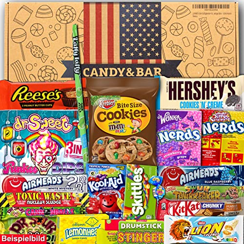 Candy & Bar Mix USA Süßigkeiten Box | 20 Stück | süße und saure amerikanische Süßigkeiten | USA Import | Candy Mix Box | ausgefallenes Geschenk für jeden Anlass | 2023 Edition Cover