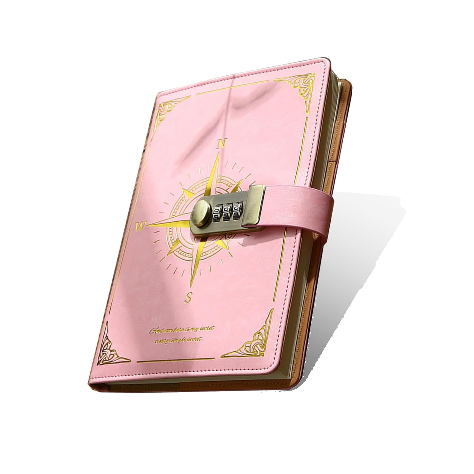 LLygophile A5 diary with lock, hardcover secret diary, password lock, leather writing book, gift for children's writing and diary, 8.6x5.7 inches (pink)