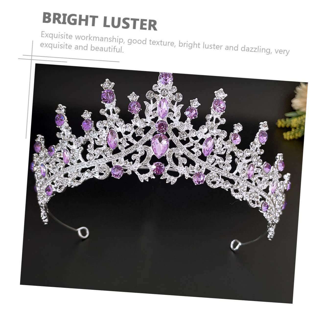 PLAFOPE Bridal Tiara Crown Rhinestone Headband 7.09 Inch Wedding Hair Accessory Elegant Hair Decor for Brides and Girls Party - Image 2