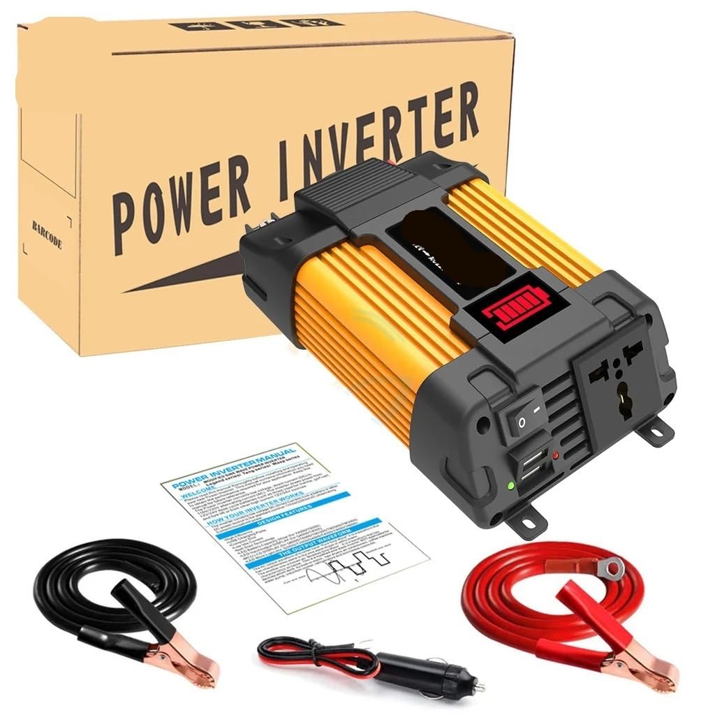 Inverter di Potenza, Convertitore di trasformatore DC-AC for auto da 6000 W, adattatore universale for presa con caricabatterie USB, stazione di ricarica rapida(6000W)