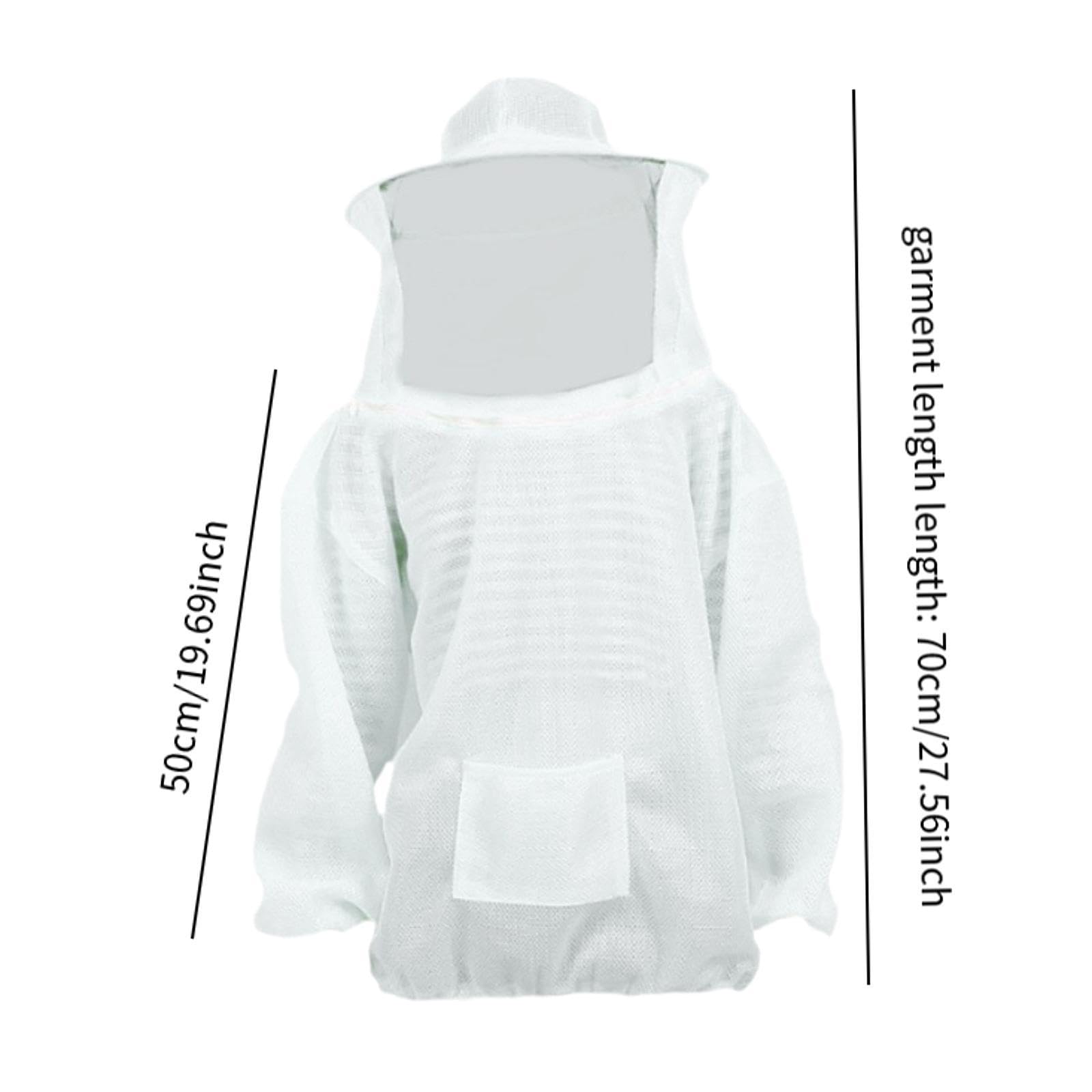 Tuta da Apicoltore Costume da Lavoro Giacca con Cappuccio Indumento Protettivo Integrato con Design Ventilato Adatta per Apicoltori Uomini, Bianco