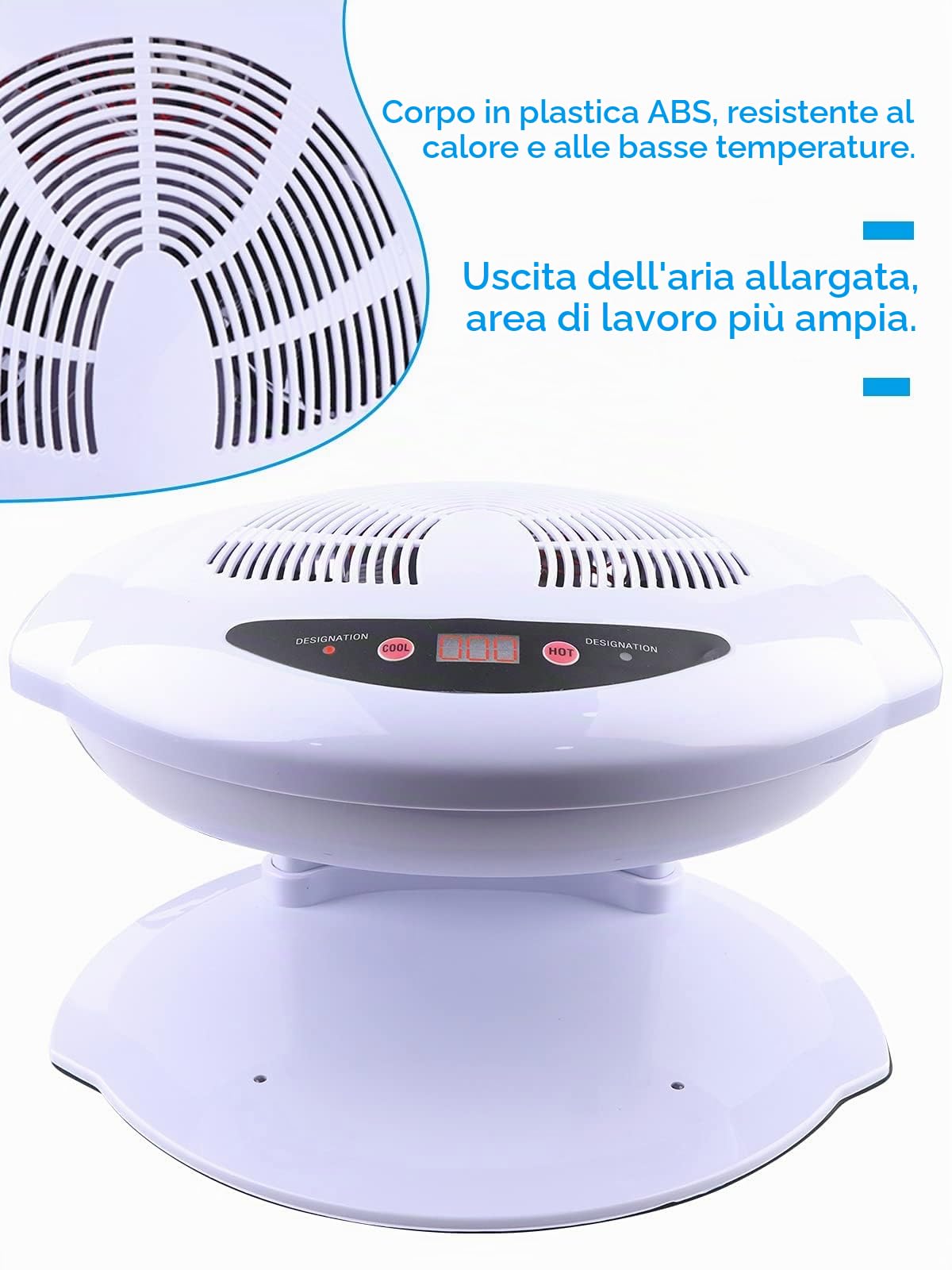 Kalolary Essiccatore per Unghie, Aasciugatore per Unghie Air 400W Sensore di Aria Calda e Fredda Air Nail Dryer Nail Fan Blow Dryer per l'Asciugatura Delle Unghie Mani e Piedi Salon e Home (Bianco) | asciugatura per unghie, per mani e piedi, con sensore a