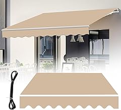 Outdoor Sunshade Canopy Polyester Cloth Replacement Awning Fabric UV Protection Canopy Cover for Deck Backyard Balcony Garden(Light Khaki,9x8ft)