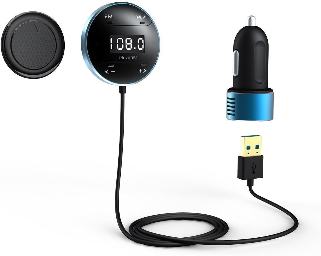 Rii GB01 Blue Wireless Bluetooth Car Kit FM Transmitter With LCD Screen and Hands-Free Calling