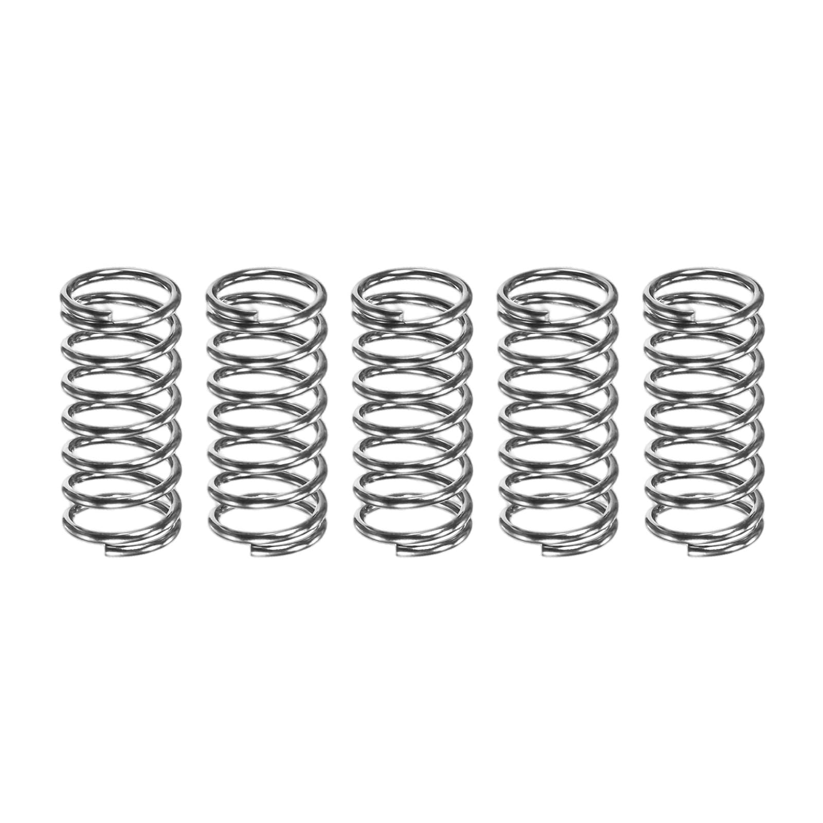 M METERXITY 5-Pack Compression Springs, 15mm Length 7mm OD 304 Stainless Steel Pruner Replacement Springs for Garden Tool/DIY/Mechanical Repair Replacement [Silver Tone, 0.7mm Wire Size]
