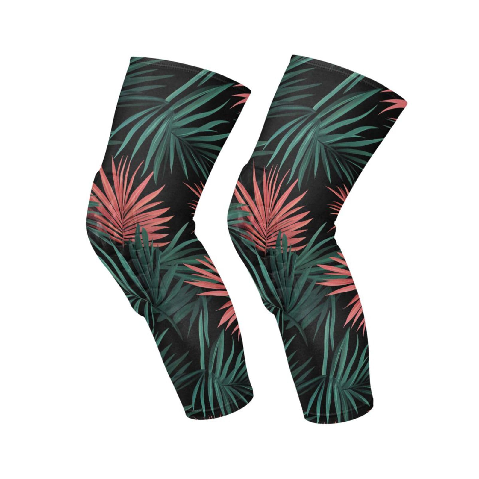 JUNZAN Tropical Palms Basketball Knee Pads for Youth Kids Wrestling Knee Pads with Sleeves Sport Kneepads for Volleyball Football Black