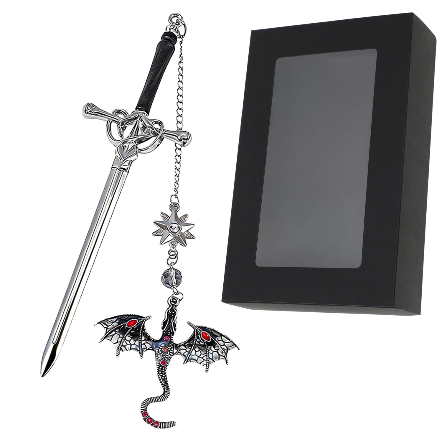 TIHNY Grey Sword Dragon Bookmark, Fourth Wing Inspired Book Marker with Tassel Pendant, Fantasy Reading Accessory for Book Marks for Adults