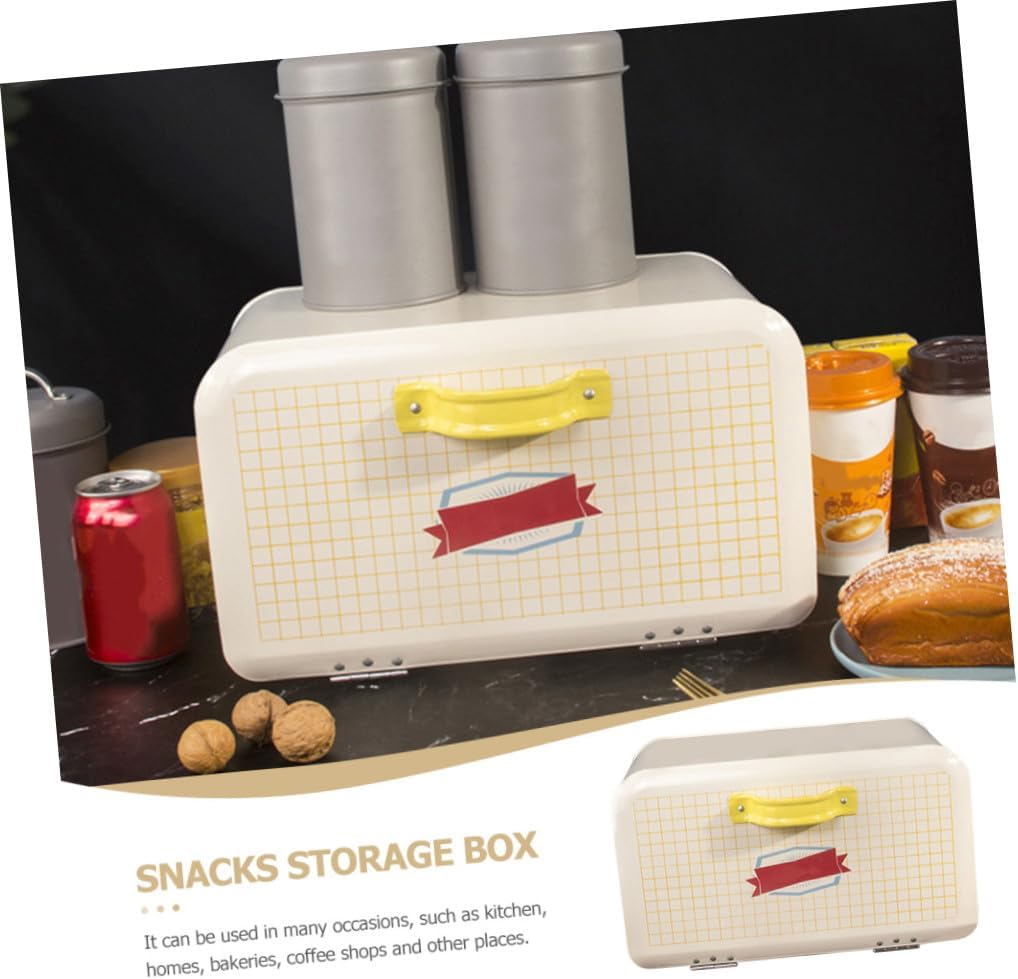 Large Capacity Kitchen Bread Box with Flip-top Metal Lid, Front-opening Bread Storage Container and Snacks Organizer for Pantry and Household Use