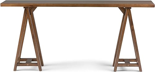 Miniatura 89 de SIMPLIHOME Sawhorse - Mesita de noche de madera maciza de 24 pulgadas de ancho, moderna, industrial, color gris envejecido, para sala de estar y