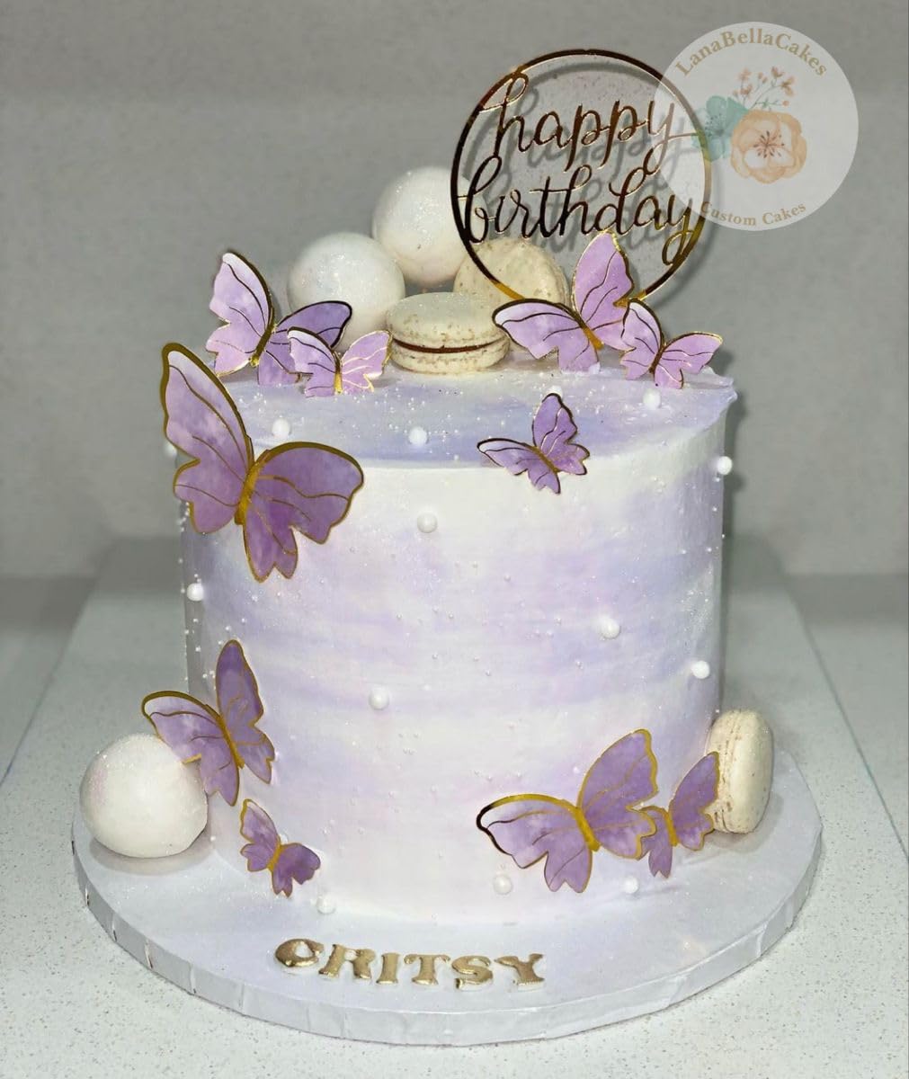 31 pezzi viola farfalla principessa torta topper palla illusione fai da