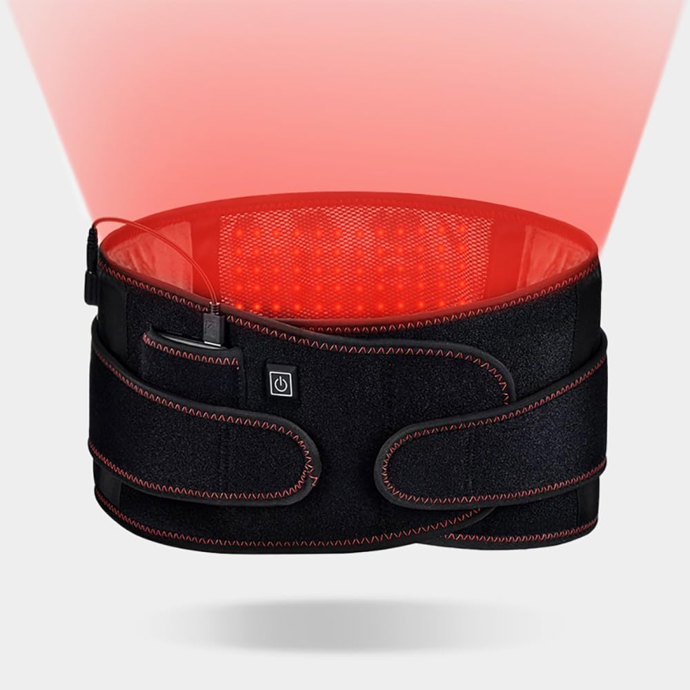 TsoLay Cinturón De Espalda Calentado, Almohadilla Térmica para Dolor De Espalda, Cinturón De Soporte Lumbar, Almohadillas De Calentamiento Rápido Recargables, 3 Niveles De Temperatura Ajustable