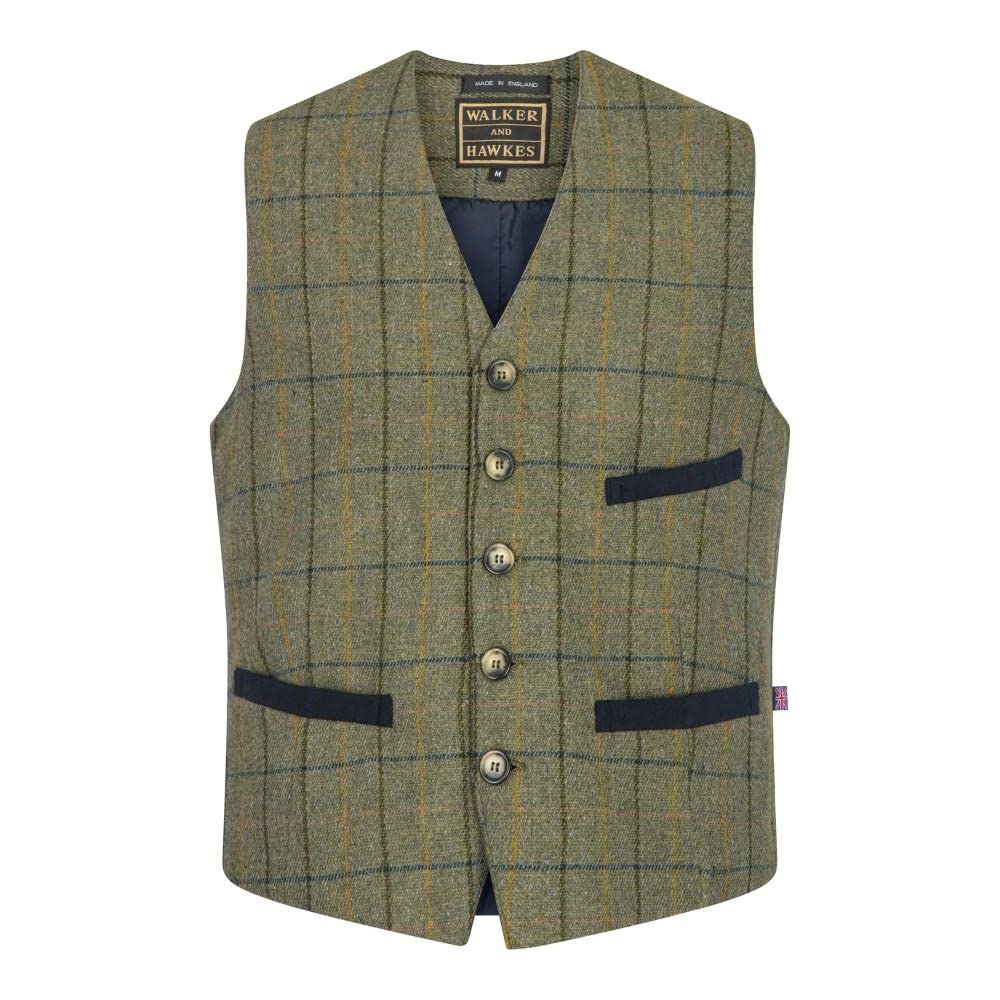 Walker And Hawkes Men's Navy Stripe - Derby Tweed Alcott Waistcoat - Medium