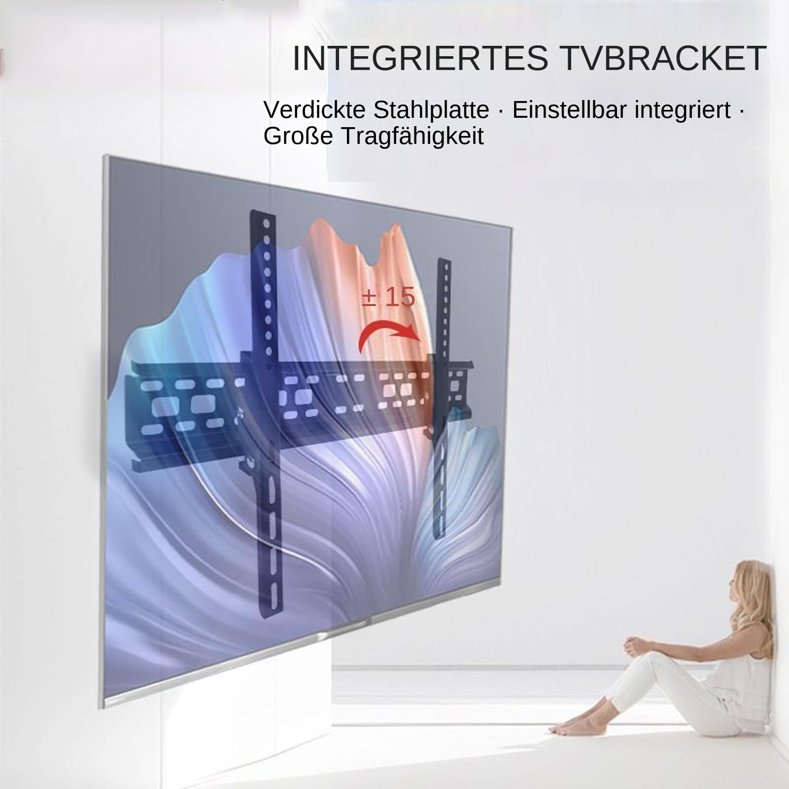Supporto TV Regolabile Supporto con Alzo Regolabile per Monitor da Parete | Design Sottile e Moderno per Installazione Facile in Camera da e Soggiorno