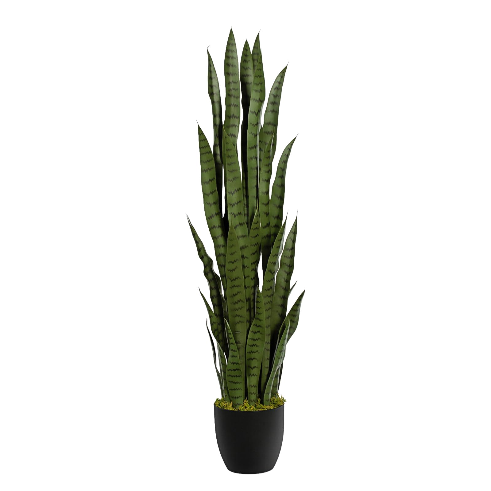 4ft artificial snake plant – 46in faux sansevieria plants, fake floor plant for indoor outdoor, front porch patio home office decor, mother-in-law’s tongue, green 1pcs