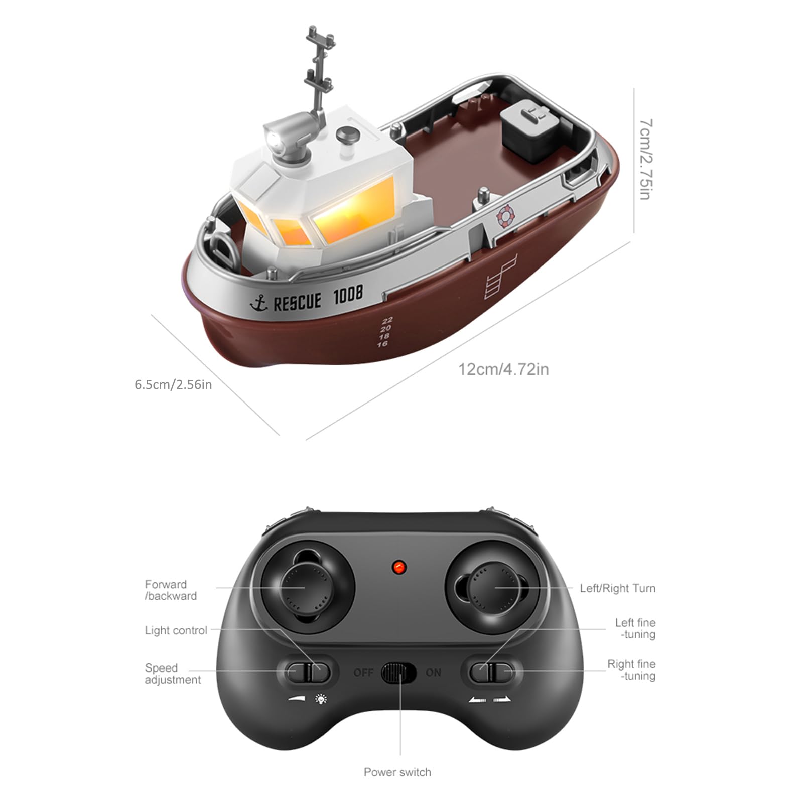 Amazon.co.jp: Daconovo リモートコントロールボート、2.4GHZ 1:32