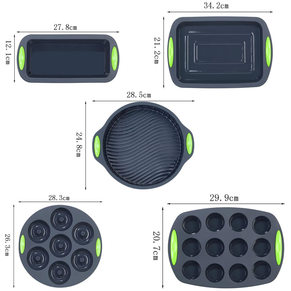 PRETYZOOM Moldes de Silicona para Hornear Pasteles Reutilizables y Fáciles de Limpiar Set de 5 Ideales para Cocina y Repostería Casera