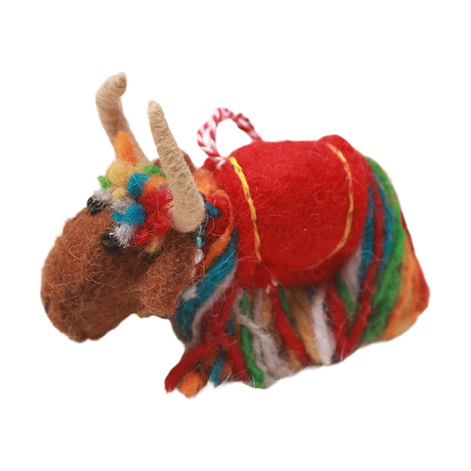 OSNIYAW Miniature Yaks Felt Doll Creative Woolen Farm Animal Hanging Ornament for Purse or Car Rear View Mirrored Decoration Felt Cattle Hanging Ornament