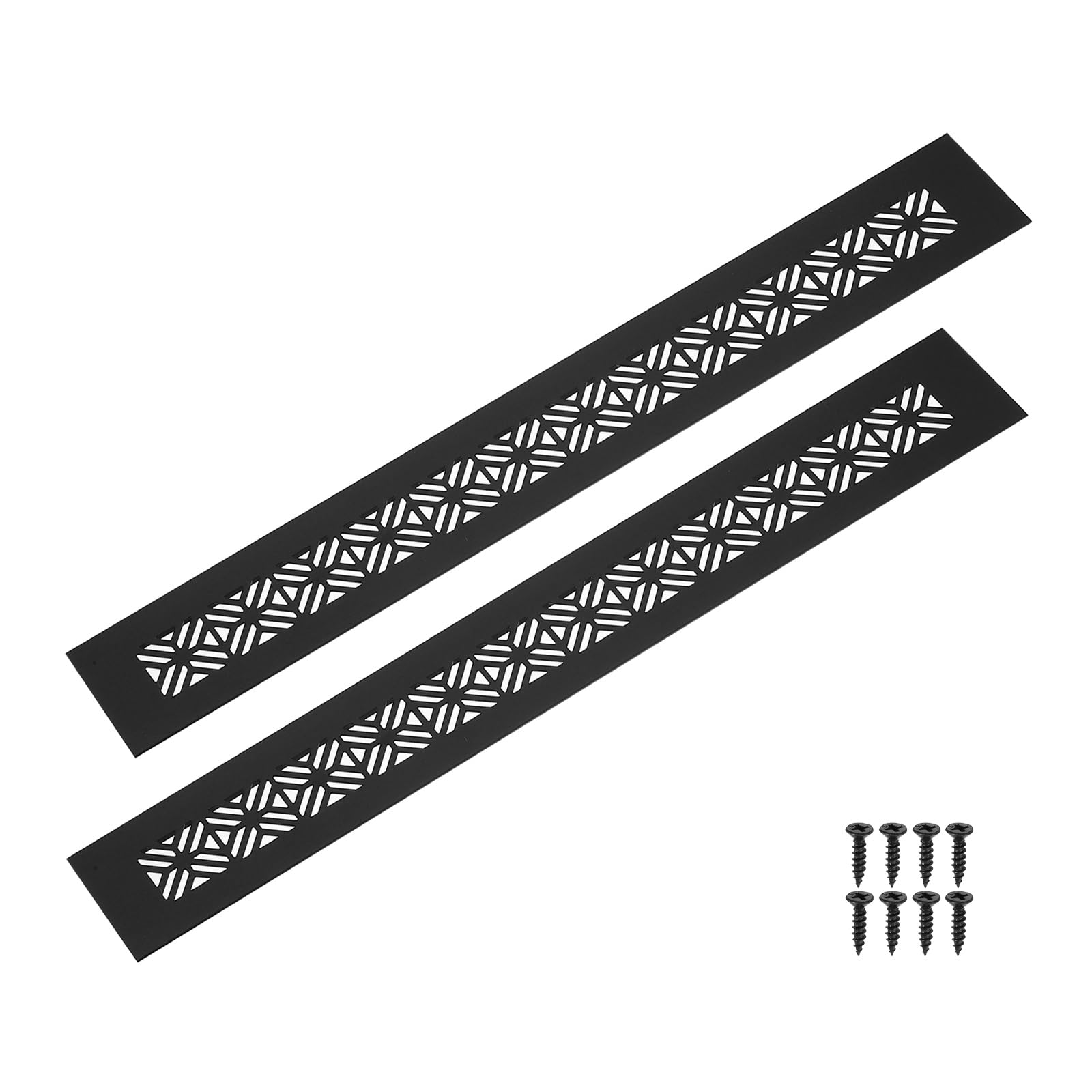Grille d'aération pour porte d'armoire et meuble de cuisine en aluminium noir mat 350 x 50 mm