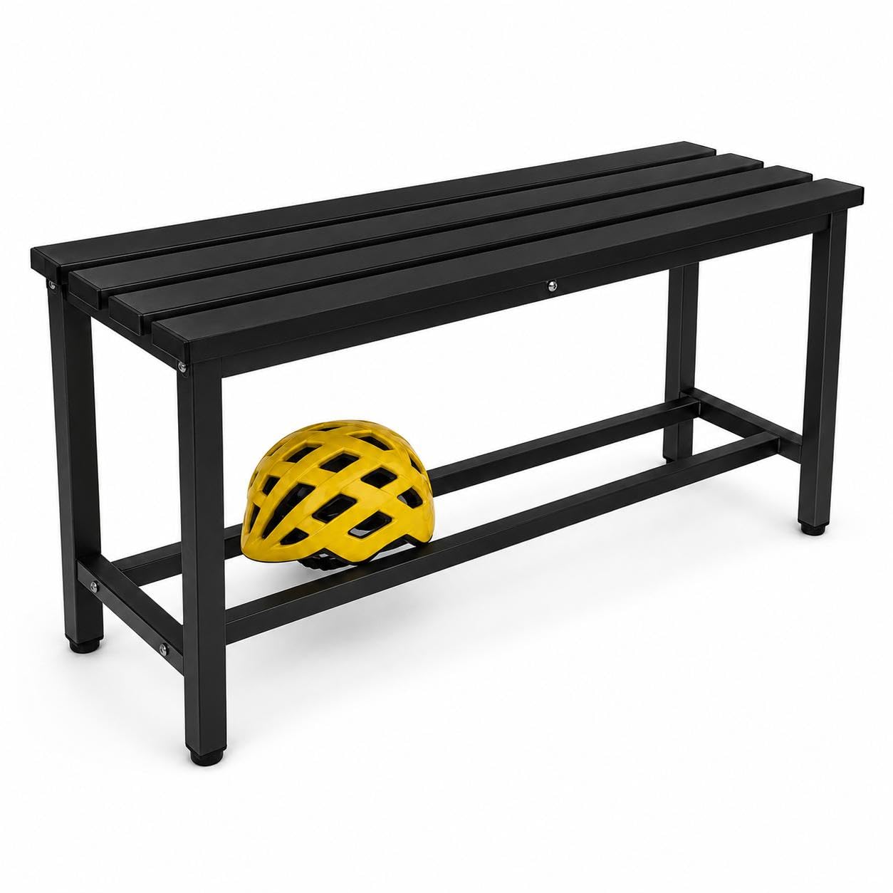 Banco Vestuario Metálico para Gimnasio y Escuelas (Negro)