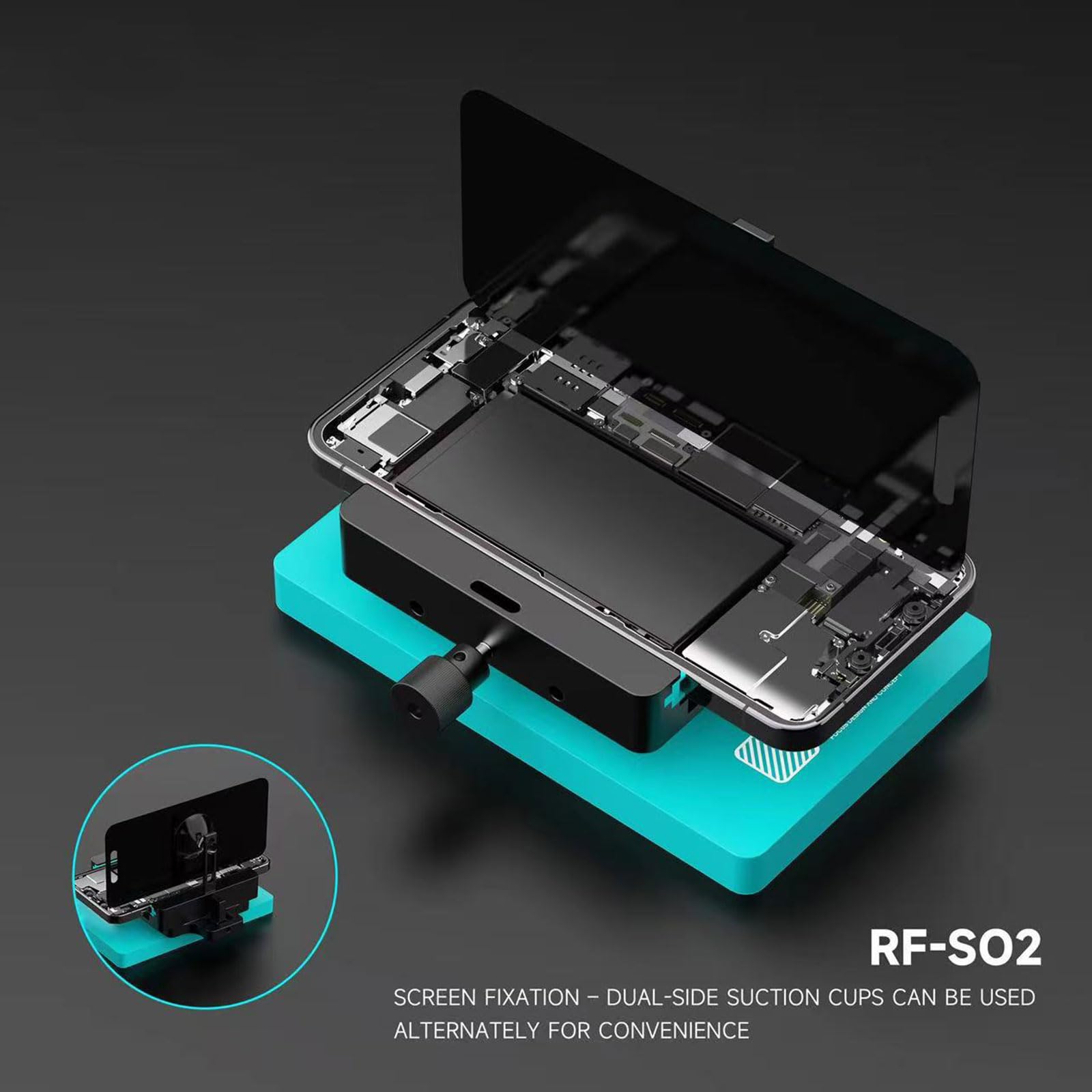 Strumento di fissaggio per la riparazione professionale dello schermo del telefono che fornisce installazione stabile e facile rimozione del vetro dello schermo con design multifunzionale e supporto