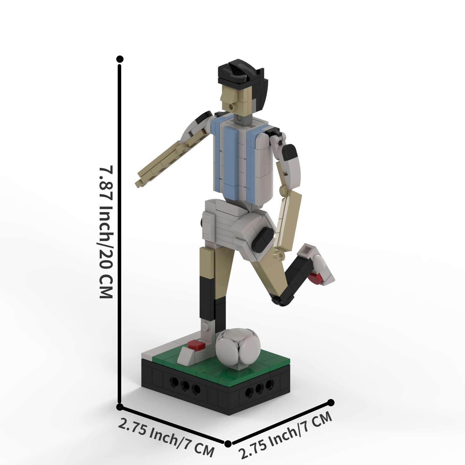 Argentine National Team Soccer Player Building Blocks, 7.8Inch Action Figure Model Toy 2022 World Cup Collection Model Figure(186Pcs)