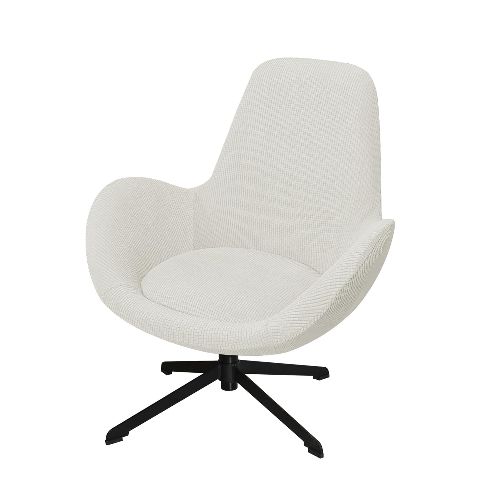 Housse de fauteuil pivotant blanc, protection chaise bureau dossier incurvé durable