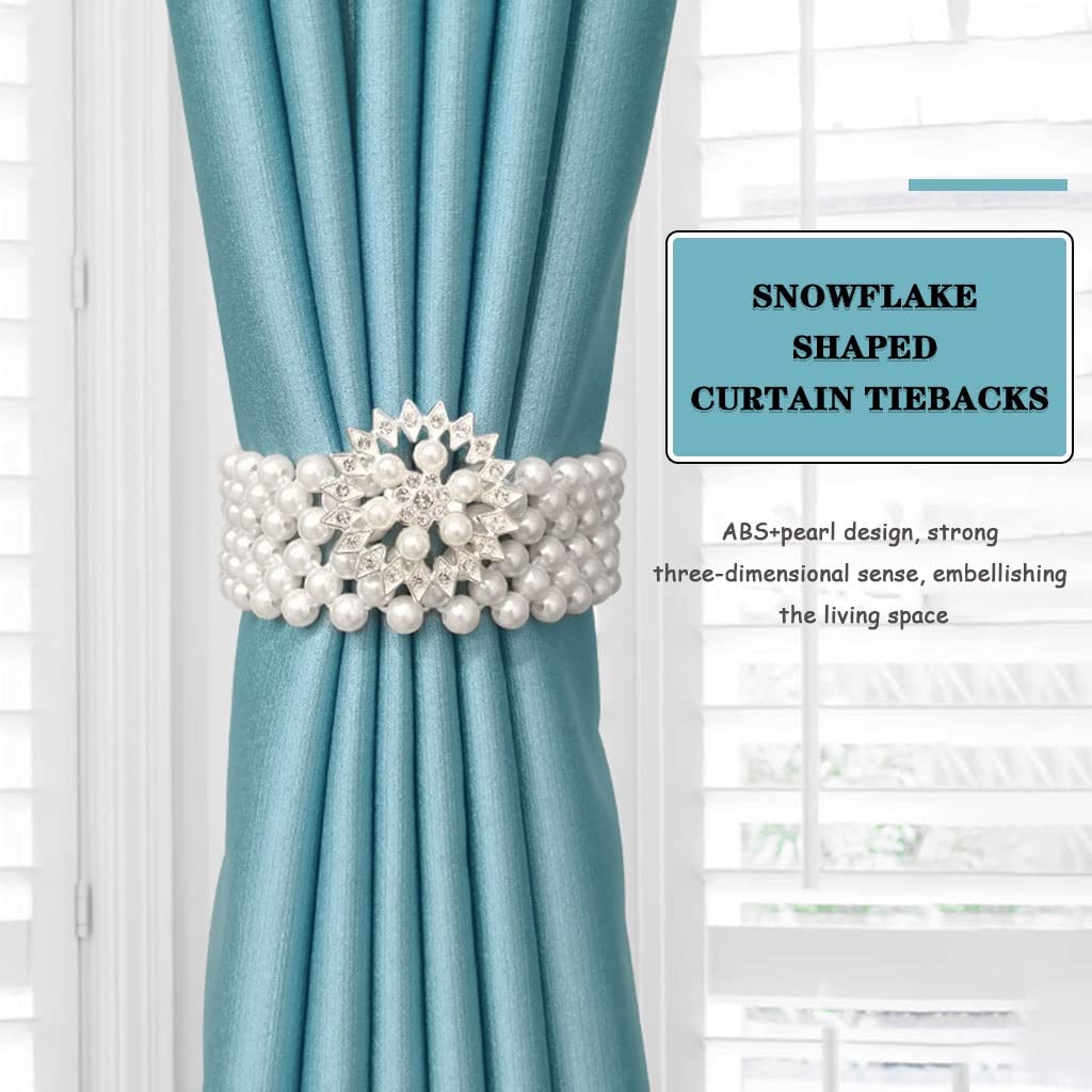 Tenda Fermatenda Fermatenda A Forma di Fiocco di Neve, Fermatenda Regolabili in Lunghezza, Chiusura per Tende in ABS Perlato, per Soggiorno, Camera da Letto (Color : Silver Color, S : 6pcs)