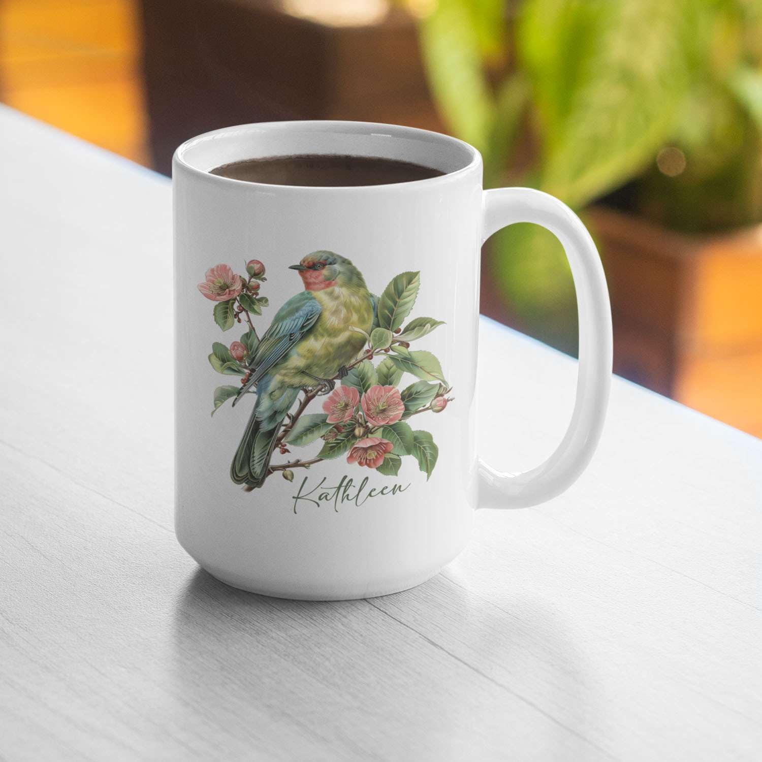 Amazon.com: Personalized Bird And Floral Ceramic Mug, Custom Name Coffee  Cup 11oz Or 15oz, Vibrant Nature Inspired Design Cup, Gift For Bird Lovers,  Customized Nature Enthusiasts White Mug : Home & Kitchen