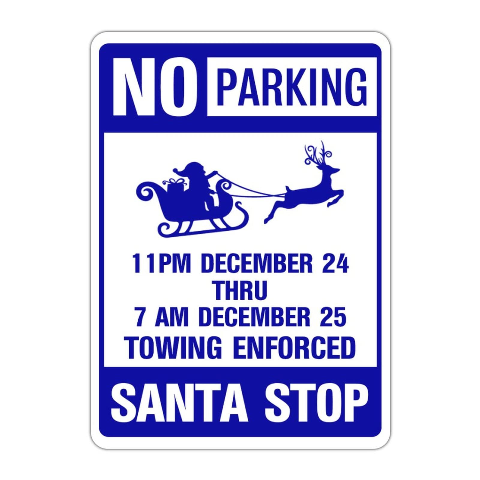 ENEDNATE Santa Stop No Parking Aluminum Tin Sign 12x16 Inch Waterproof Vintage Warning Metal Sign for Street House Gate Garage Garden Home Wall Decoration Hanging Poster Housewarming Gifts