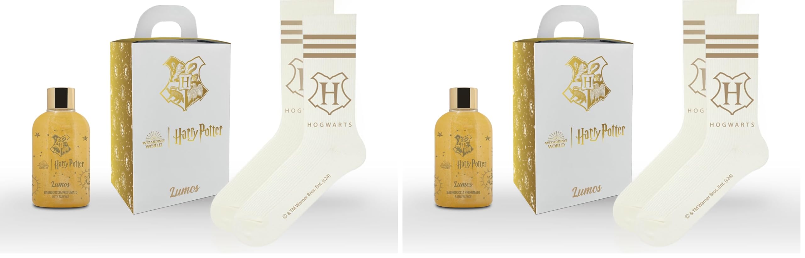 Harry Potter Lumos Geschenkset – Schimmerndes Duschgel 300ml + Socken | Magische Pflege & Hogwarts-Style für echte Potter-Fans (Packung mit 2)