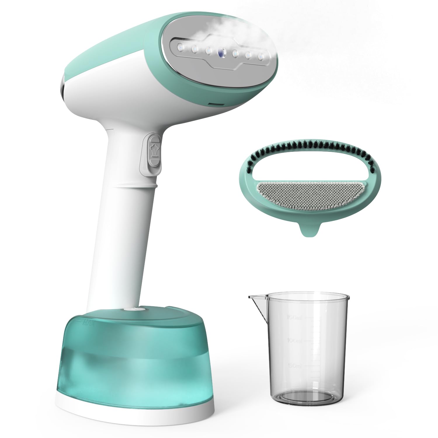 Ferro da Stiro Verticale, Stiratore a Vapore Portatile 1500W con Serbatoio 365ml, 2 Modalità Vapore, Spazzola per Tessuti, Vaporetta da Viaggio per Casa e Ufficio, Pronto in 25 Secondi